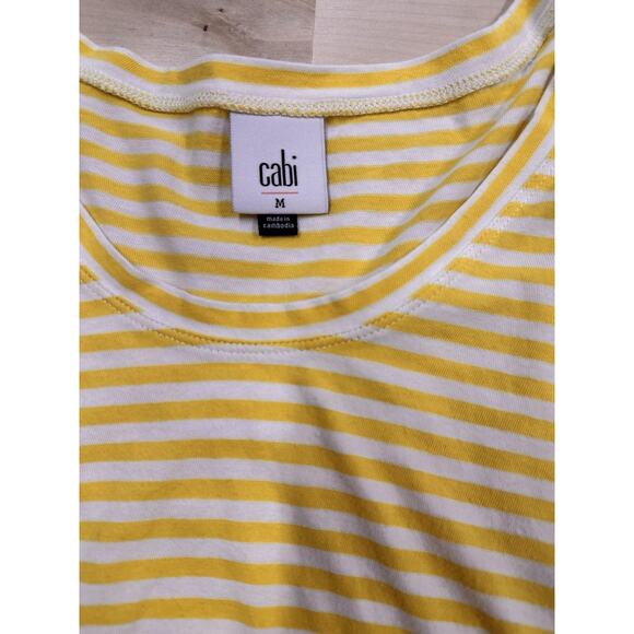 Cabi Striped Ruffle Tee Women's Size M Yellow White Daisy T-Shirt Style 5748 - Picture 4 of 7